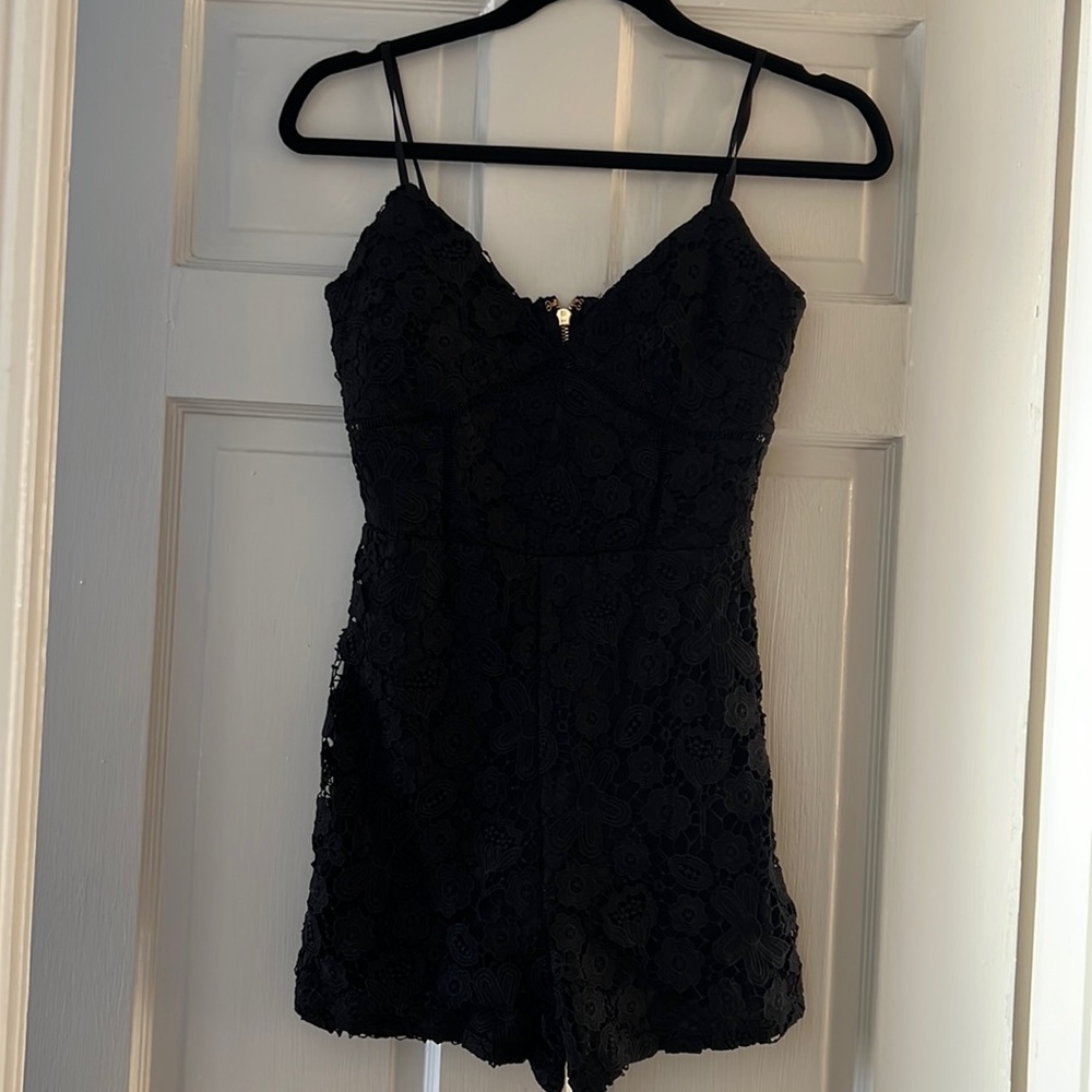Kaylee Kollection black lace romper